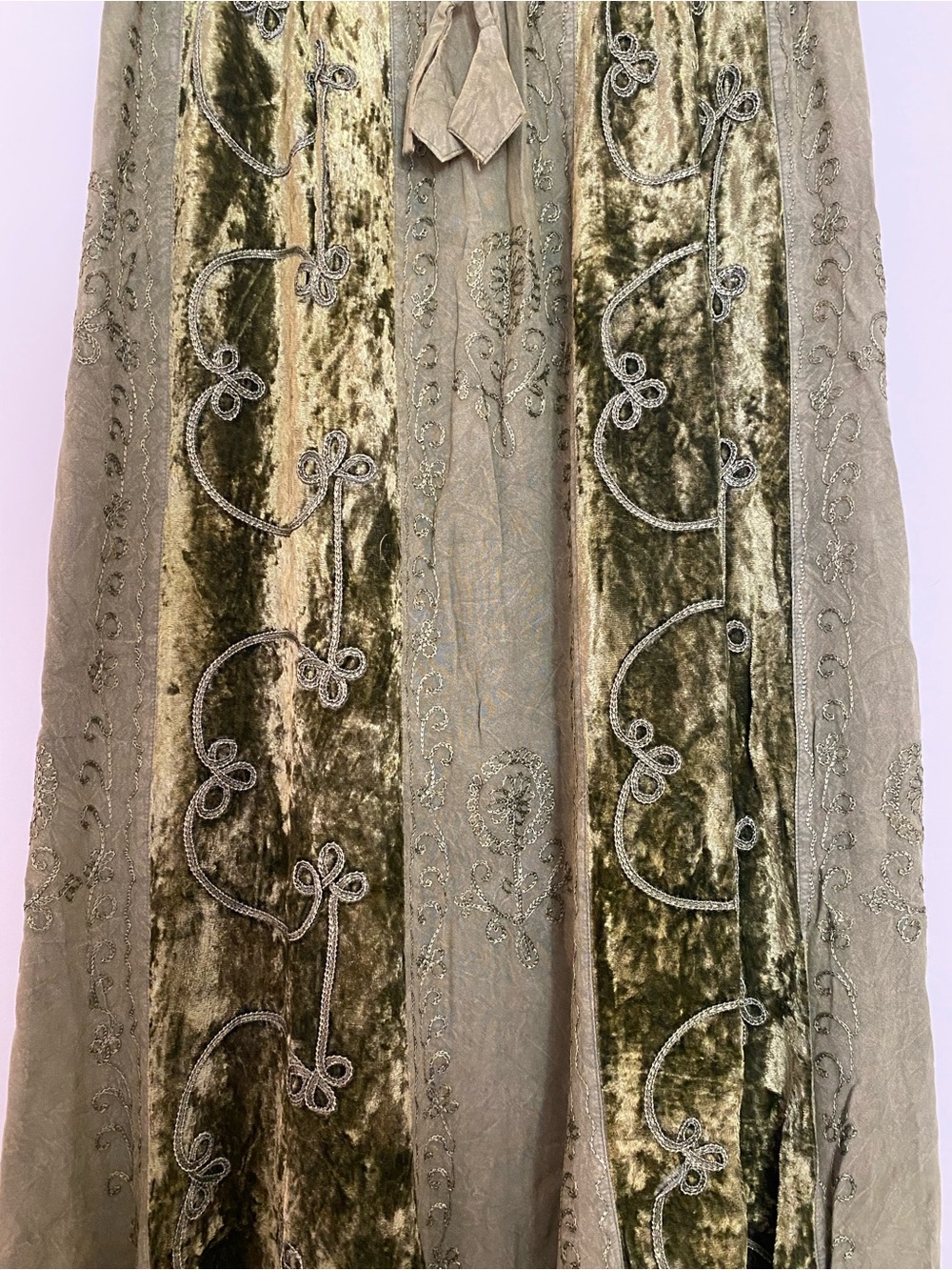 EARTHBOUND Olive Panel Velvet Maxi Skirt - Picture 5 of 10